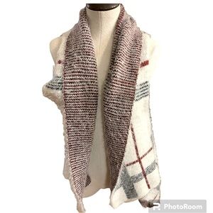 Faith + Linen Plaid Eyelash Vest Cardigan One Size